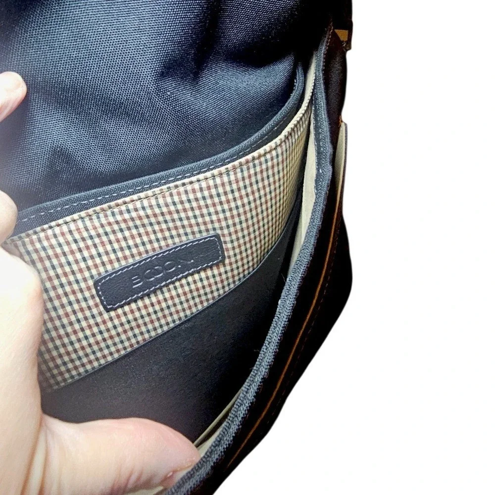 Boconi Black Leather Messenger Bag Briefcase Crossbody Laptop‎ Satchel Work Bag